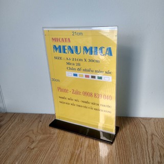 MENU MICA A4 21cm x 30 cm kích thước
