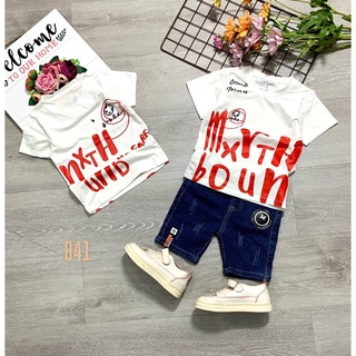 11 35kg Set jean bé trai áo cotton quần jean đẹp hàng cao cấp