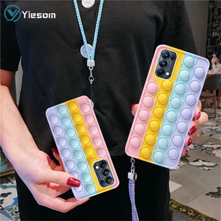 Ốp Điện Thoại Silicon Hình Cầu Vồng Kèm Dây Đeo Cho OPPO Reno 3 4 5 6 4F 5F F11 F9 Pro F7 F5 F3 A77 A79 A73