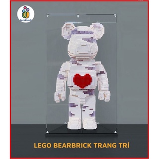 Lego tượng gấu bearbrick trưng bày trang trí sang trọng cho gia đình