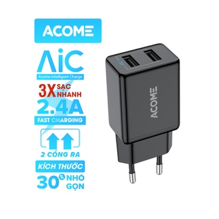 Cốc Sạc Củ Sạc ACOME AC03 2 Cổng USB Sạc Nhanh 2.4A Tương Thích Với Các Dòng Điện Thoại Android iOS - BẢO HÀNH 1 ĐỔI 1