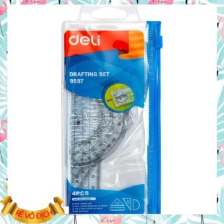 [Hàng chính hãng] Bộ dụng cụ học sinh Deli, 4 dụng cụ/hộp - E9597