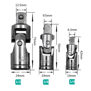 Bộ 3 đầu nối tay khẩu chuyển hướng 1/2-3/8-1/4 ( Đầu lắt léo)