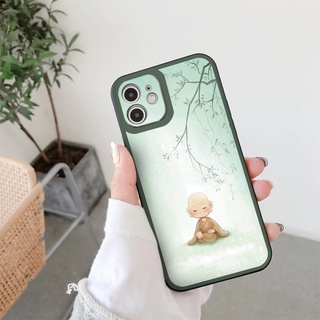 Ốp iphone Chú Tiểu ngồi thiền ốp cạnh vuông bảo vệ cam iphone 6 đến 13promax tr389