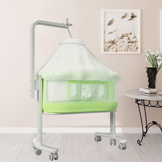 [Bản nâng cấp 2022] Giường cũi cho bé có bánh xe ONE STAR, kề giường ngủ bố mẹ với 2 độ cao, nệm bông kèm màn phủ
