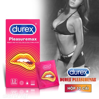 [ Hộp 12 Bao] Bao cao su Durex Pleasuremax - Hàng Chính Hãng - BCS Gân Gai Tăng Cảm Xúc Mãnh Liệt
