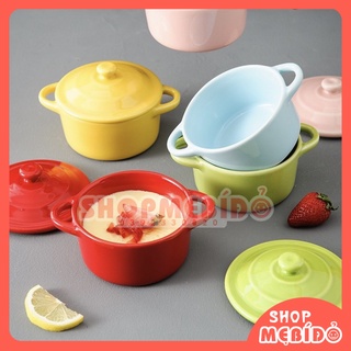 Bát Ăn Dặm Gốm Sứ Hình Nồi Có Nắp Cho Bé 200ml Shop Mẹ Bí Đỏ T26C