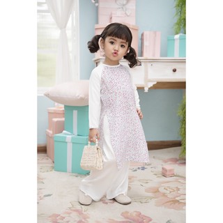 [FREESHIP - ÁO DÀI CÁCH TÂN BÉ GÁI ÁO DÀI HOA NHÍ PHỐI QUẦN LỤA TRẮNG ⭐⭐[ TUTABABY - THỜI TRANG CHO BÉ]