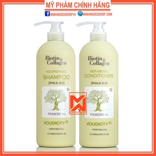 BIOTIN DẦU GỘI XẢ CHO TÓC DẦU BIOTIN XANH LÁ - BIOTIN COLLAGEN VOUDIOTY 1000ML CHÍNH HÃNG