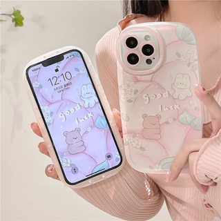 Ốp Điện Thoại Silicon Mềm Trong Suốt In Hình Gấu/Đào Xinh Xắn Cho Apple 13Promax Iphone12 11 Xs 8P