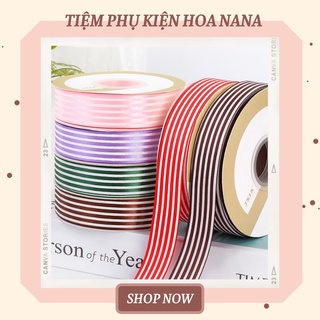 [Cuộn 22m] Dây Ruy Băng Lụa Trơn Màu, Sọc Trắng, Bản 2.5cm, Chất Đẹp, Trang Trí Quà Tặng - Bó Hoa