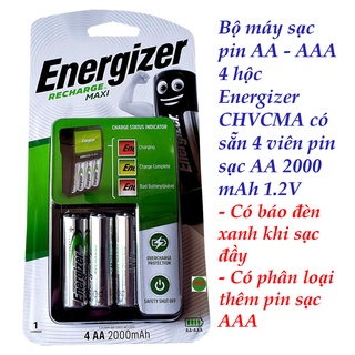 Bộ máy Sạc Pin AA - AAA ENERGIZER kèm 4 viên pin sạc AA 2000 mAh