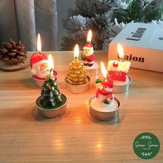 Set 3 nến thơm Giáng sinh Noel dễ thương nhiều mẫu siêu xinh có kèm đế đựng nến tiện lợi