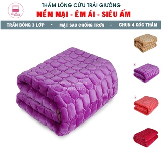 Thảm nỉ nhung 3 lớp trải giường một màu đủ size (Chất Liệu Bông Trắng - Giặt Máy Thoải Mái)