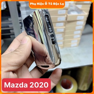 Ốp chìa khóa mạ crom Mazda 3 new 2020 - bản to nút viền - bao khóa tráng gương cao cấp tặng móc hợp kim cao cấp