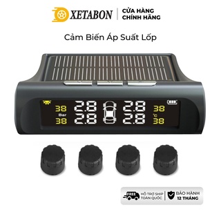 Cảm biến áp suất lốp ô tô xe hơi gắn ngoài cao cấp XETABON-Pin sạc năng lượng mặt trời, màn hình LCD, tuổi thọ pin 5 năm