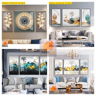 Tranh tráng gương cỡ đại in UV tặng đinh SALE HỦY DIỆT tranh treo tường, tranh pha lê, tranh bộ 3 bức treo phòng khách