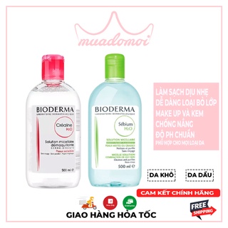 Nước Tẩy Trang Bioderma Crealine/Sebium H2O 500ml Bản Pháp (Hồng/Xanh)