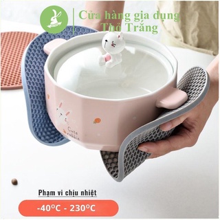 Miếng lót nồi bằng silicon hình tròn họa tiết tổ ong (Giao màu ngẫu nhiên)