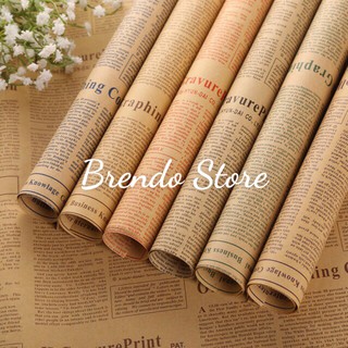 Giấy báo gói hoa, gói quà, dạng kraft, xi măng cực vintage - VPP Brendo