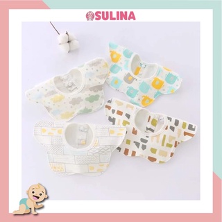 Set Yếm ăn dặm chống thấm tròn xoay Hàn Quốc cho bé tập ăn set 4 chiếc SULINA OFFICIAL