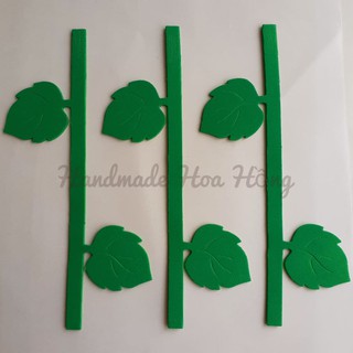 10 dây lá làm rèm cửa mầm non bằng giấy xốp 2mm, size: 17x8.5cm ( Không bao gồm hoa ) - trang trí rèm cửa, lớp học.....