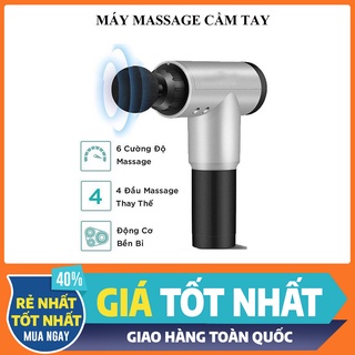Máy massage cầm tay 6 chế độ 4 đầu - súng massage trị nhức mỏi vai gáy, đau giãn cơ toàn thân