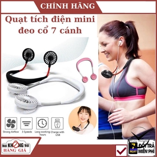 Quạt tích điện mini đeo cổ 7 cánh tiện lợi , quạt tích điện , quạt cổ trang , quạt mini , quạt usb , quạt mini cầm tay
