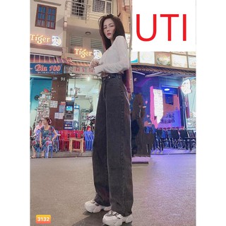QUẦN JEAN ỐNG RỘNG NỮ LƯNG CAO PHỐI CẠP CHỈNH MÀU XÁM ĐẬM CAO CẤP UTI ĐỦ SIZE S, M, L SIÊU ĐỈNH ĐÓN TẾT CÁ TÍNH