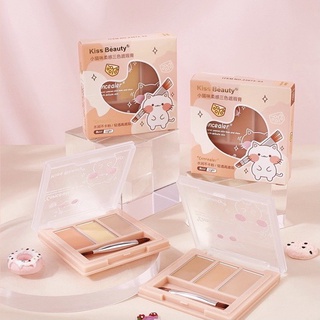 Bảng Kem Che Khuyết Điểm 3 Ô Kèm Cọ KISS BEAUTY CONCEALER