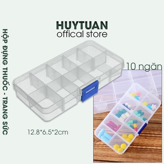 Hộp đựng thuốc, hộp đựng trang sức 10 ngăn bằng nhựa trong suốt (H10N)