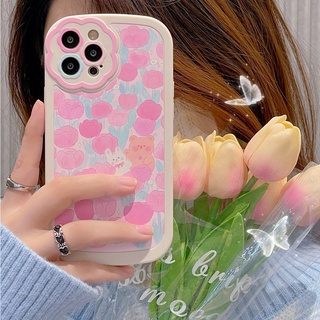 Ốp Điện Thoại Hình Hoa Tulip Gấu Cho Iphone 13 Pro Max Xr X / Xs Xs Max 11 11 Pro 11 Promax 1212 Pro 12pro Max