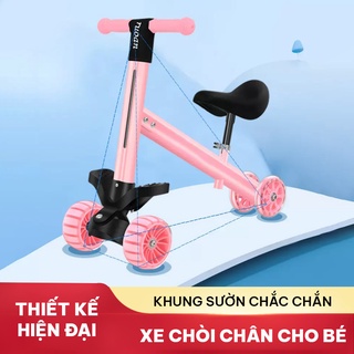 Xe chòi chân cho bé cấu tạo khung sườn chắc chắn cứng cáp chịu được tải trọng lớn lốp xe có đèn LED phát sáng di chuyển