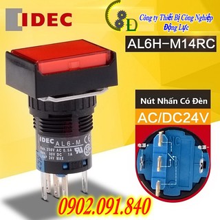 Nút nhấn nhả có đèn hình chữ nhật phi 16 IDEC 88000. Công tắc - nút nguồn có đèn