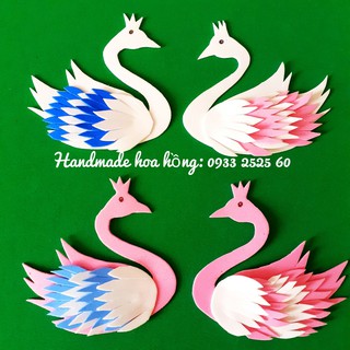 1 đôi thiên nga trang trí thiệp bằng xốp_ Phụ kiện trang trí thiệp valentine - bookmark- Phụ kiện trang trí handmade