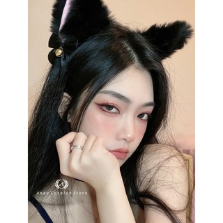 [CÓ SẴN] Tai mèo lông mềm đính nơ chuông