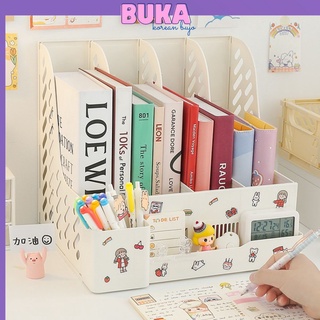 Khay Kệ dựng tài liệu văn phòng 4 ngăn xinh xắn - Giá đựng sách để bàn decor bàn học DMJ