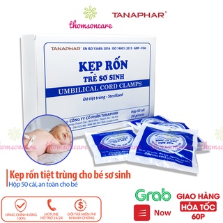 Hộp 50 chiếc Kẹp rốn trẻ sơ sinh Tanaphar, từng chiếc trong túi tiệt trùng