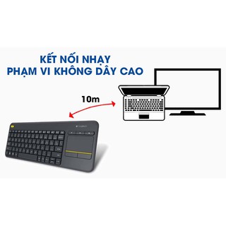 Bàn Phím Không Dây Logitech K400 Plus Tích Hợp Cảm Ứng Tiện Lợi - Điều Khiển TV Thông Minh - Hàng Chính Hãng