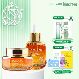 Bộ đôi Serum, Kem dưỡng Derladie Witch Hazel Perfect Vitamin ngừa mụn, giảm thâm, làm đầy sẹo rỗ
