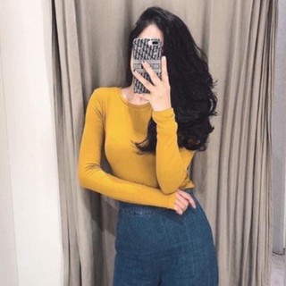 Áo thun cổ tròn dài tay xin xin dáng ôm vải cotton co giãn XX8201 - NhiNhiShop