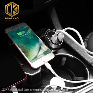 Cốc Sạc Xe Hơi Hoco Z29 1 Cổng Tẩu Sạc, 2 Cổng Sạc USB-hàng chính hãng