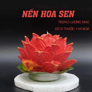 Nến sáp đèn cầy hoa sen đỏ trang trí nặng 350g thời gian cháy lên đến 48h thích hợp đặt ở nơi thờ tự