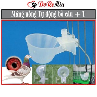STHA- Bộ Máng uống bồ câu tự động (Chén kèm tút chữ T rẽ nhánh) bằng nhựa màu trắng siêu bền