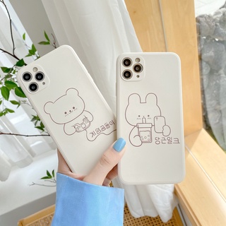 Ốp lưng iphone cạnh vuông gấu trắng dễ thương cho iphone 6/7/8/x/xr/xsmax/11/12/13/plus/splus/pro/promax/max/mini-e05