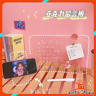 Bảng nhựa ghi chú trong suốt kèm bút vẽ có thể tẩy xoá 20*30
