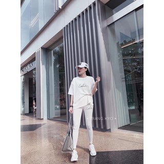 set bộ áo thun fom rộng contrue quần legging năng động cá tính hot hit