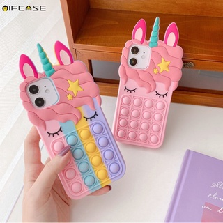 Ốp điện thoại silicon nhấn bong bóng màu cầu vồng đáng yêu cho iPhone 12 Mini 12 11 Pro Max XS Max XR X 7 8 6 6s Plus