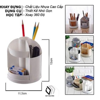 HỘP ĐỰNG BÚT, KHAY CẮM BÚT 7 NGĂN ĐỂ BÀN XOAY 360 ĐỘ- giadungsieure