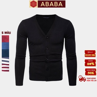 Áo khoác cardigan nam ABABA đẹp, kiểu dáng Hàn Quốc, cardigan nam, khoác len nam cổ V